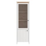 Vetrina Bianco Opaco Marrone Rovere Nodi 4 Ripiani 2 Ante 60x34x191h cm, con Piedini - Doreno