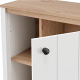 Vetrina Bianco Opaco Marrone Rovere Nodi 4 Ripiani Un'anta 73x34x118h cm, con Piedini - Galdo