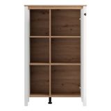 Vetrina Bianco Opaco Marrone Rovere Nodi 4 Ripiani Un'anta 73x34x118h cm, con Piedini - Galdo