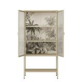 Vetrina Bianco Panna 3 Ripiani Apertura Battente 80x35x160h cm, 2 Ante - Busseto
