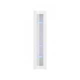 Vetrina Enea, Credenza con ripiani in vetro, Mobile da soggiorno multiuso con luce LED, 100% Made in Italy, cm 40x30h180, Bianco lucido