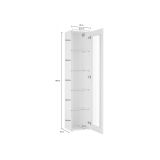 Vetrina Enea, Credenza con ripiani in vetro, Mobile da soggiorno multiuso con luce LED, 100% Made in Italy, cm 40x30h180, Bianco lucido