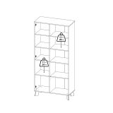 Vetrina Esme, Credenza espositiva, Vetrinetta multiuso, Madia da soggiorno, 40x89 h188 cm, Rovere e Bianco