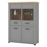 Vetrina Grigio Marrone 6 Ripiani 4 Ante 103.5x41x143h cm, 8 Vani - Sarconi