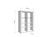 Vetrina Grigio Marrone 6 Ripiani 4 Ante 103.5x41x143h cm, 8 Vani - Sarconi