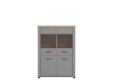 Vetrina Grigio Marrone 6 Ripiani 4 Ante 103.5x41x143h cm, 8 Vani - Sarconi