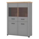 Vetrina Grigio Marrone 6 Ripiani 4 Ante 103.5x41x143h cm, 8 Vani - Sarconi