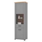 Vetrina Grigio Marrone Rovere Nodi 4 Ripiani Apertura Battente 60.5x41x194.5h cm, 2 Ante - Piscinas