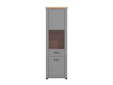 Vetrina Grigio Marrone Rovere Nodi 4 Ripiani Apertura Battente 60.5x41x194.5h cm, 2 Ante - Piscinas