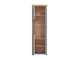 Vetrina Grigio Marrone Rovere Nodi 4 Ripiani Apertura Battente 60.5x41x194.5h cm, 2 Ante - Piscinas
