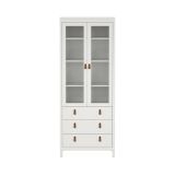 Vetrina Laurette, Credenza espositiva, Vetrinetta multiuso, Madia da soggiorno, 33x78 h199 cm, Bianco