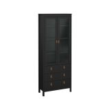Vetrina Laurette, Credenza espositiva, Vetrinetta multiuso, Madia da soggiorno, 33x78 h199 cm, Nero