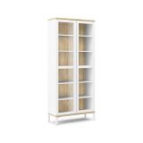 Vetrina Lisanne, Credenza espositiva, Vetrinetta multiuso, Madia da soggiorno, 89x36 h203 cm, Bianco e Quercia