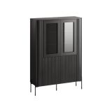 Vetrina Loures, Vetrinetta da soggiorno con due ante e dettaglio in vetro, Rialzato da terra, 110x40 h160 cm, Nero