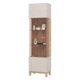 Vetrina Marrone Beige Rovere Nodi 4 Ripiani Apertura Battente 51.5x35x191.5h cm, Un'anta - Usseaux