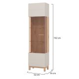 Vetrina Marrone Beige Rovere Nodi 4 Ripiani Apertura Battente 51.5x35x191.5h cm, Un'anta - Usseaux