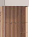 Vetrina Marrone Beige Rovere Nodi 4 Ripiani Apertura Battente 51.5x35x191.5h cm, Un'anta - Usseaux