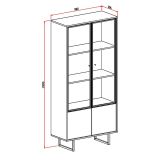 Vetrina Marrone Noce Beige 3 Ripiani 2 Ante 190x40x90h cm, Anta Dettaglio Vetro - Agro