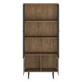 Vetrina Marrone Noce Beige 3 Ripiani 2 Ante 190x40x90h cm, Anta Dettaglio Vetro - Agro