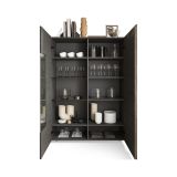 Vetrina Marrone Noce Marrone Rovere 8 Ripiani 2 Ante 121x44x169h cm, Apertura Standard - Valdagno