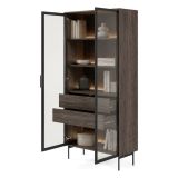 Vetrina Marrone Noce Trasparente 4 Ripiani 2 Cassetti 92x39x195h cm, 2 Ante - Lafafasa