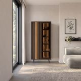 Vetrina Marrone Noce Trasparente 8 Ripiani 2 Ante 94x40x196h cm, con led - Katiso