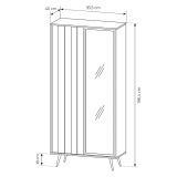 Vetrina Marrone Noce Trasparente 8 Ripiani 2 Ante 94x40x196h cm, con led - Katiso