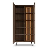 Vetrina Marrone Noce Trasparente 8 Ripiani 2 Ante 94x40x196h cm, con led - Katiso
