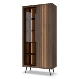 Vetrina Marrone Noce Trasparente 8 Ripiani 2 Ante 94x40x196h cm, con led - Katiso