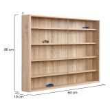 Vetrina Marrone Rovere 4 Ripiani 2 Ante 60x80x10h cm, 5 Vani - Gromo