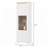 Vetrina Marrone Rovere Bianco Opaco 5 Ripiani Un'anta 64x35x194h cm, Anta e Ripiano Dettaglio Vetro - Cibiana