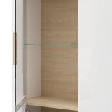Vetrina Marrone Rovere Bianco Opaco 5 Ripiani Un'anta 64x35x194h cm, Anta e Ripiano Dettaglio Vetro - Cibiana
