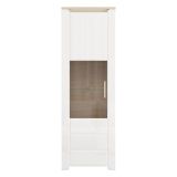 Vetrina Marrone Rovere Bianco Opaco 5 Ripiani Un'anta 64x35x194h cm, Anta e Ripiano Dettaglio Vetro - Cibiana