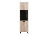 Vetrina Marrone Rovere Chiaro Nero 4 Ripiani Apertura Battente 53.5x33x191.5h cm, Un'anta - Raggiolo