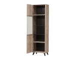 Vetrina Marrone Rovere Chiaro Nero 4 Ripiani Apertura Battente 53.5x33x191.5h cm, Un'anta - Raggiolo