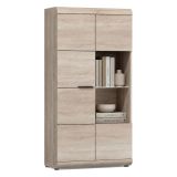Vetrina Marrone Rovere Nero 6 Ripiani 2 Ante 80x37x158h cm, Angoli Arrotondati - Ladavapa