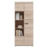 Vetrina Marrone Rovere Nero 8 Ripiani 2 Ante 80x37x194h cm, Angoli Arrotondati - Ladara