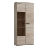 Vetrina Marrone Rovere Nero 8 Ripiani 2 Ante 80x37x194h cm, Angoli Arrotondati - Ladara