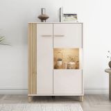 Vetrina Marrone Rovere Nodi Beige 4 Ripiani Apertura Battente 85x40x122h cm, 2 Ante - Orune