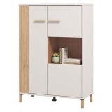 Vetrina Marrone Rovere Nodi Beige 4 Ripiani Apertura Battente 85x40x122h cm, 2 Ante - Orune