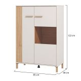 Vetrina Marrone Rovere Nodi Beige 4 Ripiani Apertura Battente 85x40x122h cm, 2 Ante - Orune