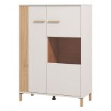 Vetrina Marrone Rovere Nodi Beige 4 Ripiani Apertura Battente 85x40x122h cm, 2 Ante - Orune