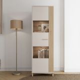Vetrina Marrone Rovere Nodi Beige 4 Ripiani Un'anta 60x40x193h cm, 4 Vani - Mondaino