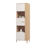 Vetrina Marrone Rovere Nodi Beige 4 Ripiani Un'anta 60x40x193h cm, 4 Vani - Mondaino