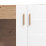 Vetrina Marrone Rovere Nodi Bianco 4 Ripiani Apertura Battente 96x35x125.5h cm, 2 Ante - Cetona