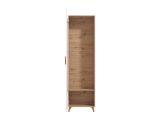 Vetrina Marrone Rovere Nodi Bianco un Ripiano Apertura Battente 58x35x202.5h cm, Un'anta - Camastra