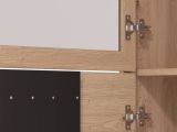 Vetrina Marrone Rovere Nodi Nero 4 Ripiani Apertura Battente 54.5x40x192.5h cm, 2 Ante - Senis