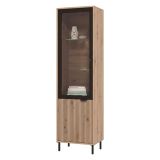 Vetrina Marrone Rovere Nodi Nero 4 Ripiani Apertura Battente 54.5x40x195h cm, 2 Ante - Sorisole