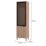 Vetrina Marrone Rovere Nodi Nero 4 Ripiani Apertura Battente 54.5x40x195h cm, 2 Ante - Sorisole