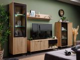 Vetrina Marrone Rovere Nodi Nero 4 Ripiani Apertura Battente 54.5x40x195h cm, 2 Ante - Sorisole